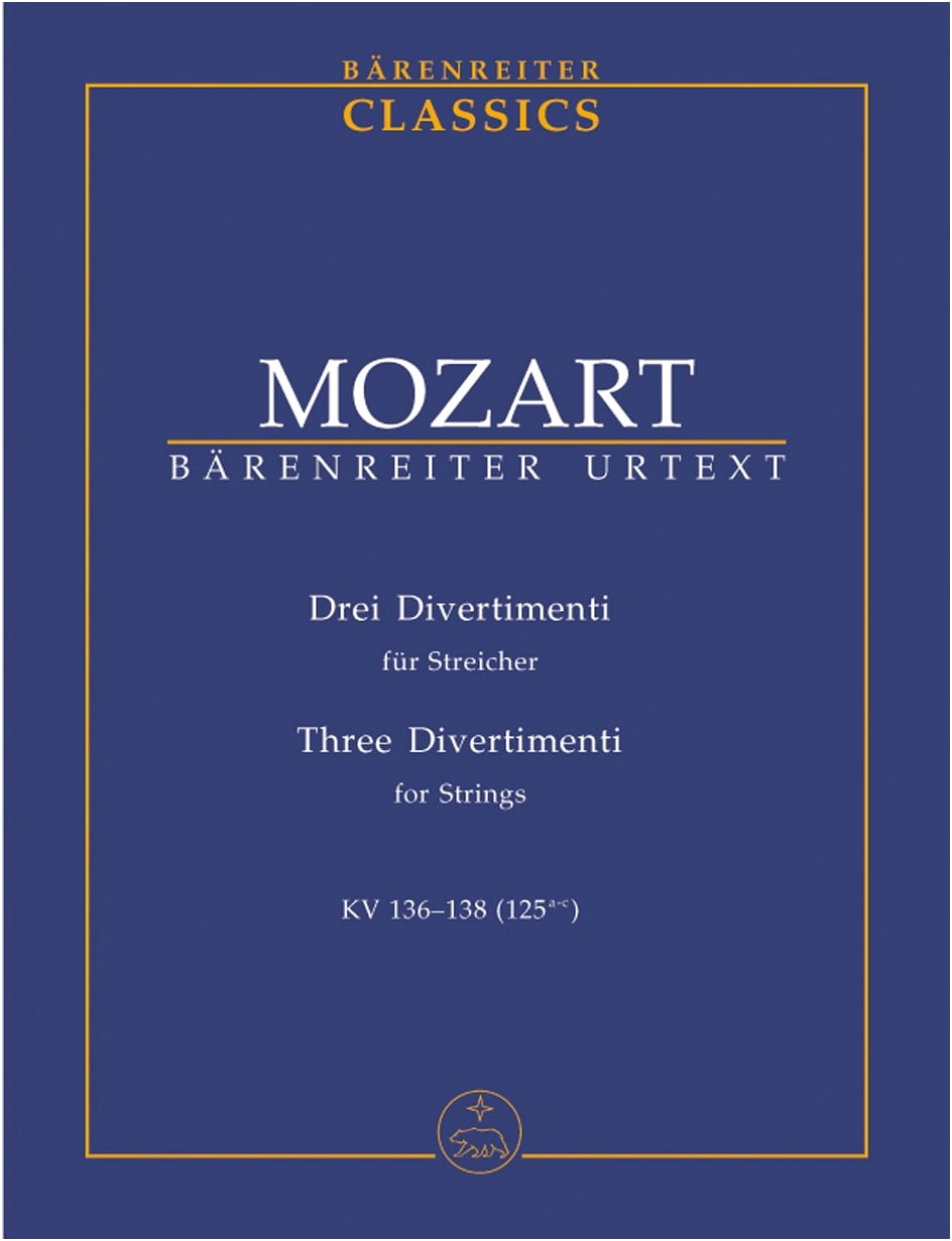 Mozart: Three Divertimenti KV 136-138, New Mozart Edition, Study Score