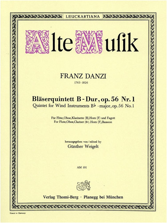 Danzi: Woodwind Quintet No. 1 in B-flat Major, Op. 56/1