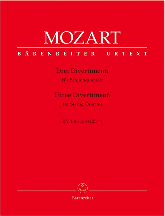 Mozart: Divertimento KV 136-138 for String Quartet - Performance Parts Set