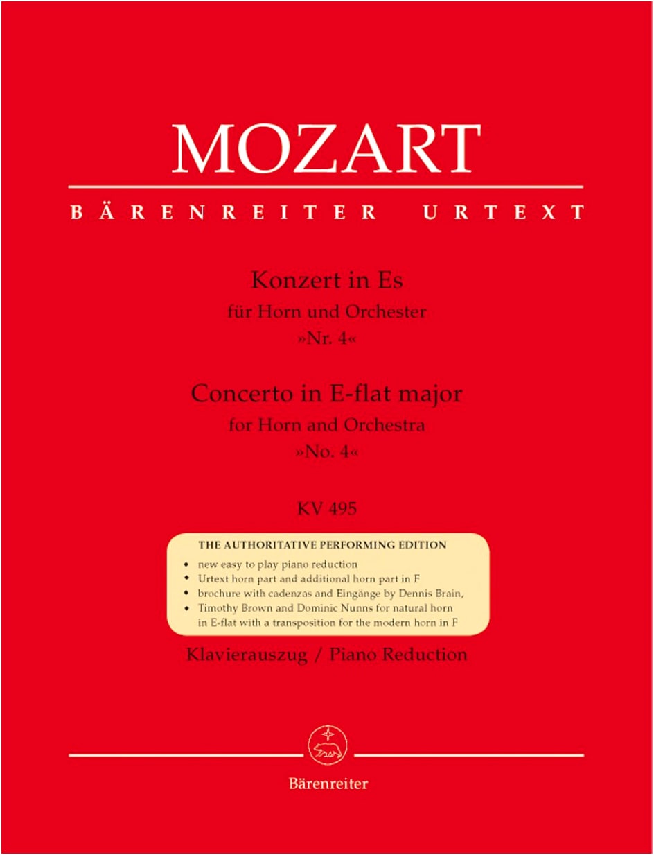 Mozart: Horn Concerto No. 4, KV 495. Bärenreiter New Mozart Edition (Horn & Piano)
