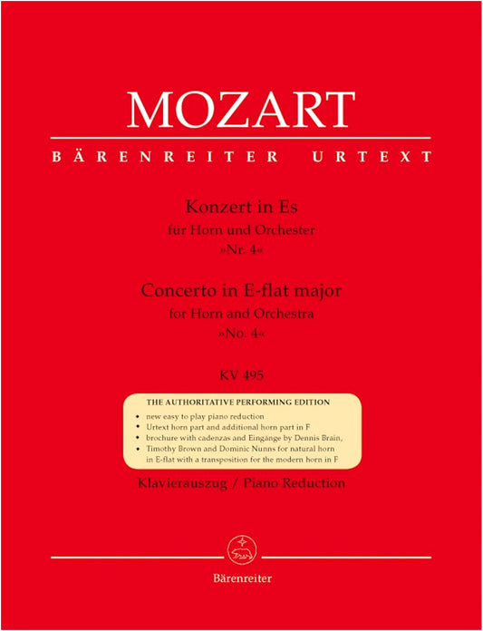 Mozart: Horn Concerto No. 4, KV 495. Bärenreiter New Mozart Edition (Horn & Piano)