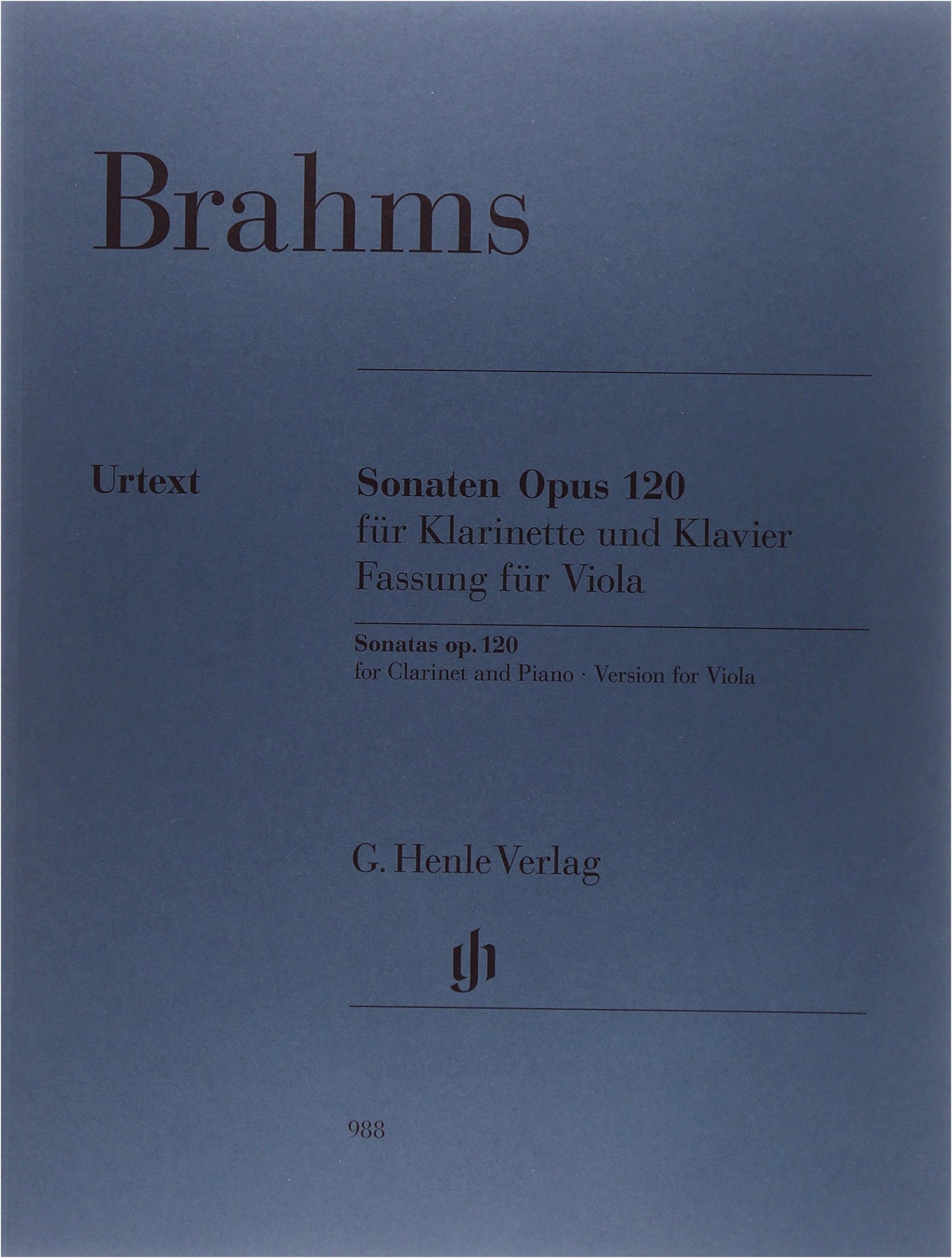 Brahms: Viola Sonatas No. 1 & 2, Op. 120 (Urtext, for Viola & Piano)