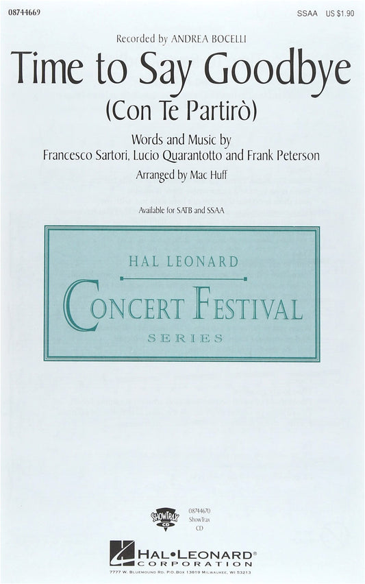 Andrea Bocelli: Time to Say Goodbye - Choral Works Arrangement by Hal Leonard