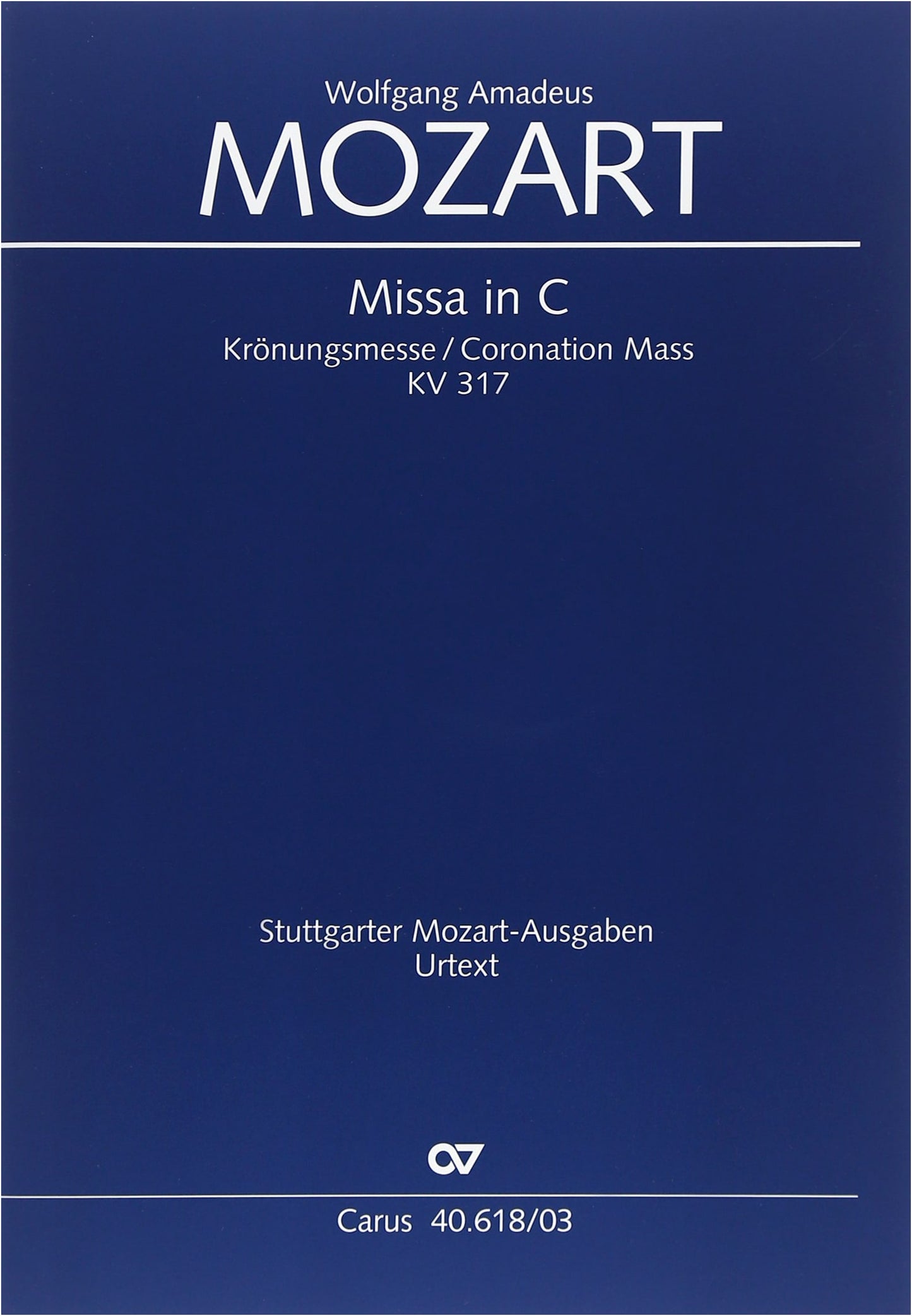 Mozart: Coronation Mass in C Major, KV 317 / Carus-Verlag / Choral Works