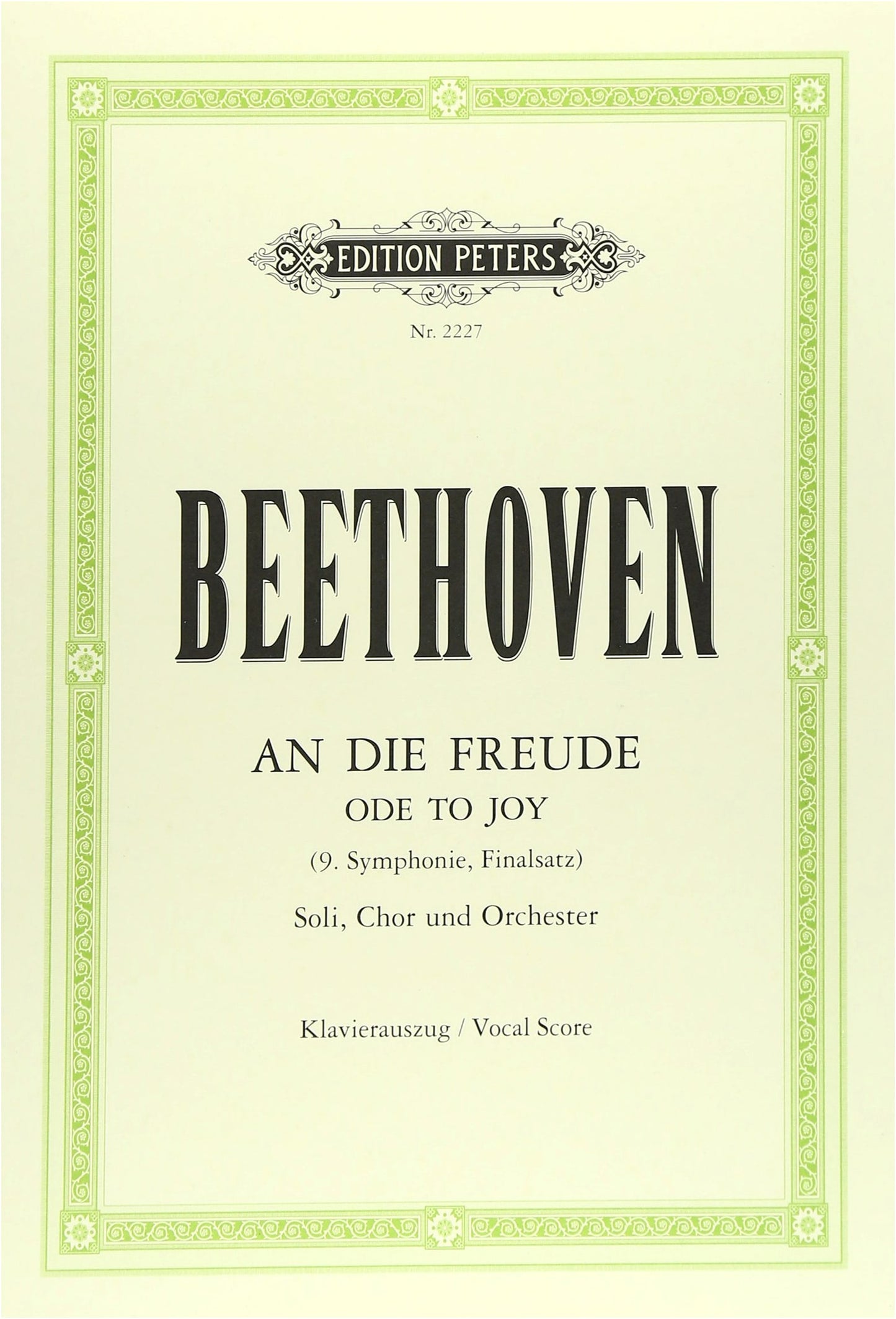 Beethoven: Symphony No. 9, Op. 125 'Ode to Joy' Choral Score (Peters, German Text)