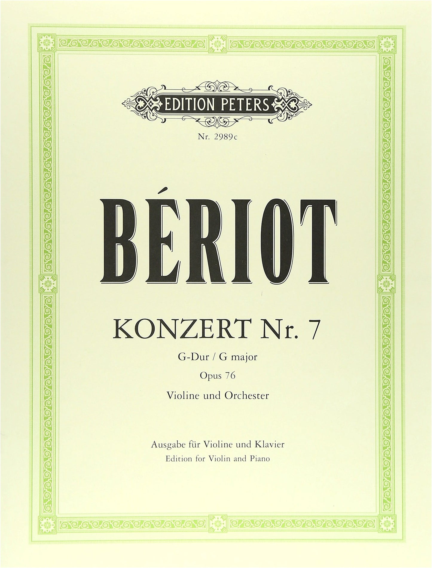 Bériot: Violin Concerto No. 7 in G Major, Op. 76 for Violin and Piano