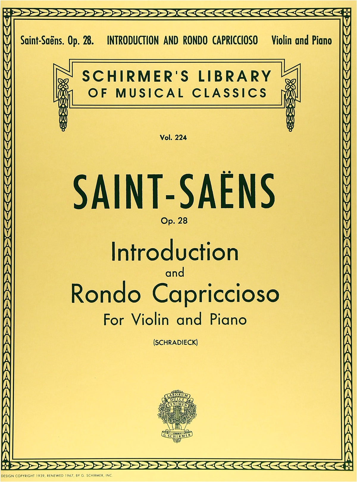 Saint-Saëns: Introduction and Rondo Capriccioso Op. 28 for Violin and Piano (Schirmer Edition)