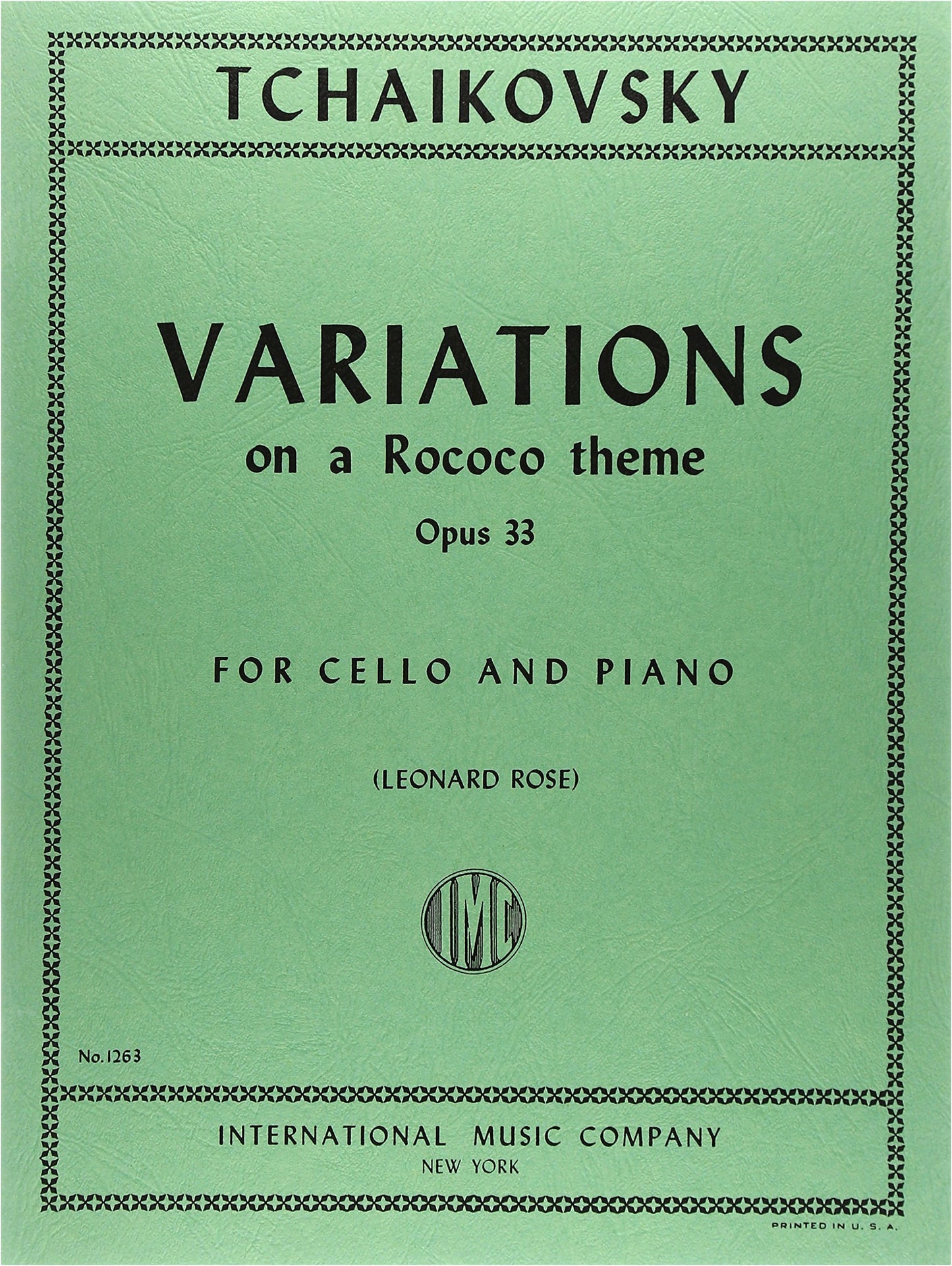 Tchaikovsky: Variations on a Rococo Theme, Op. 33 for Cello and Piano