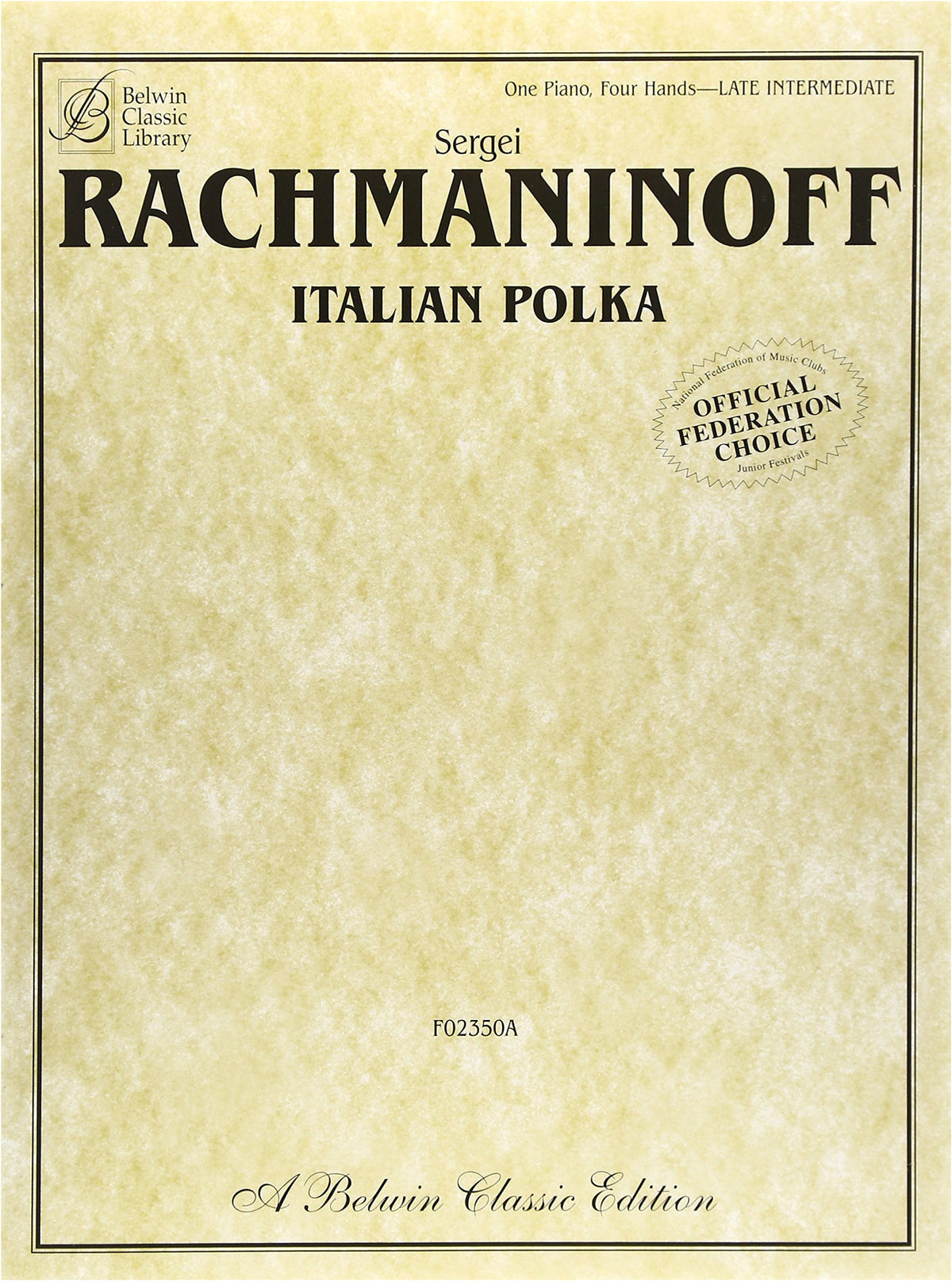 Rachmaninoff: Italian Polka for Piano Four Hands & Trumpet - Alfred Publishing