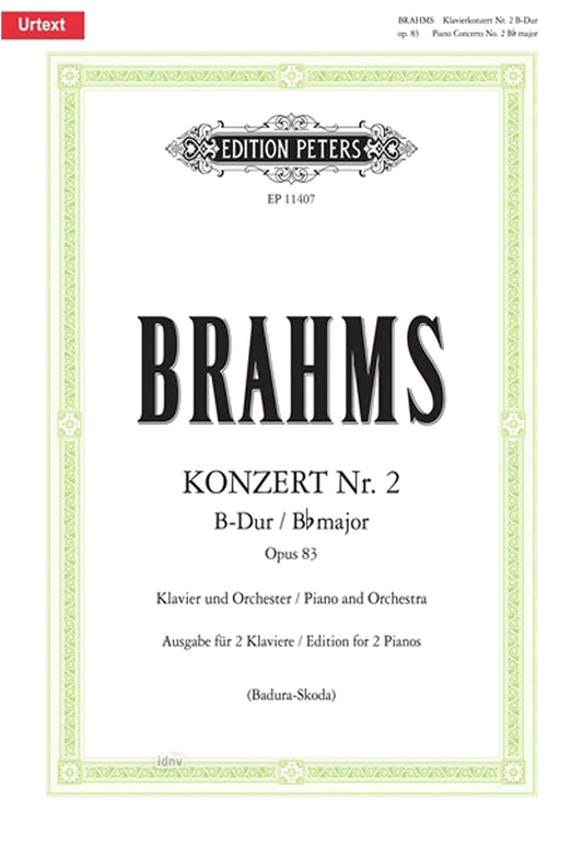 Brahms: Piano Concerto No. 2 in B-flat Major, Op. 83 (Badura-Skoda Urtext Ed. for Piano Solo)