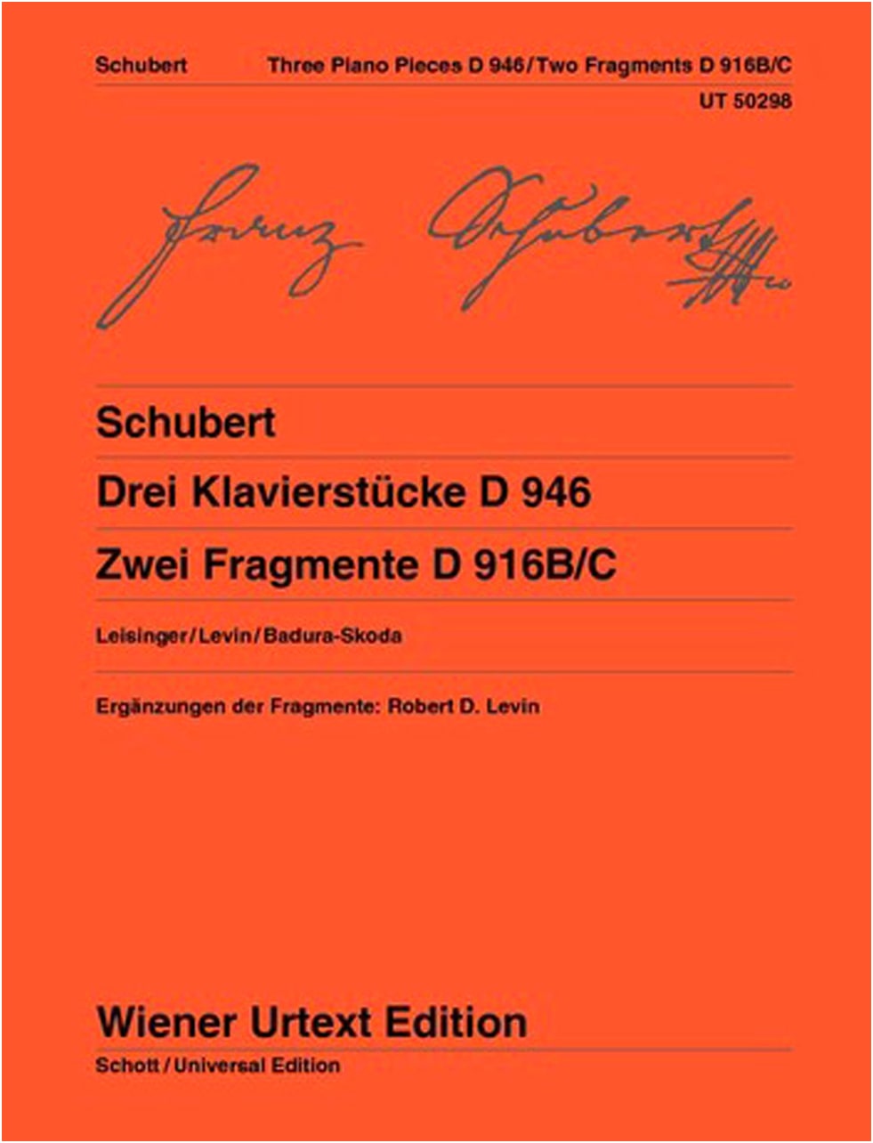 Schubert: Three Piano Pieces D 946; Two Fragments D 916B, D 916C / Badura-Skoda Fingering