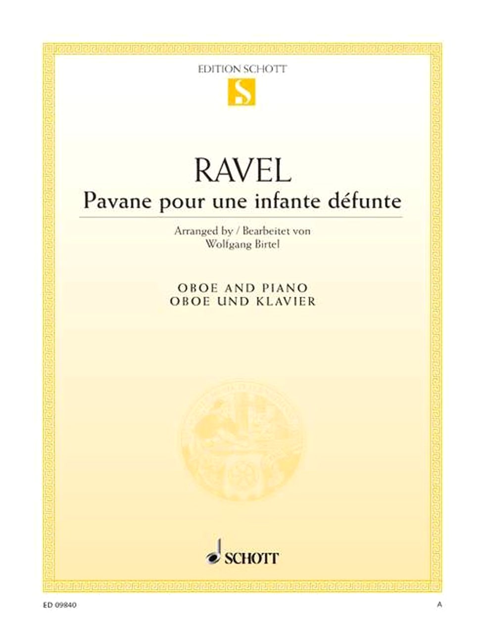Ravel: Pavane for a Dead Princess - Oboe and Piano Sheet Music by Schott Music