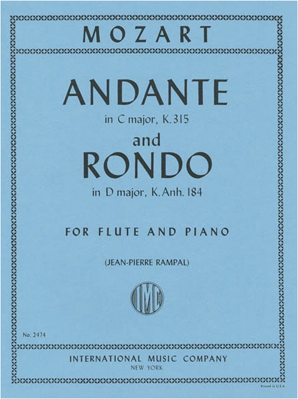Mozart: Andante in C Major KV 315, Rondo in D Major KV Anh.184 for Flute & Piano (Arr. Rampal)