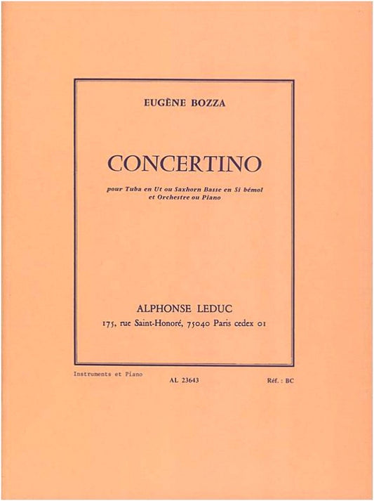Bozza: Concertino for Tuba or Bass Trombone (Small Concerto) for Tuba and Piano
