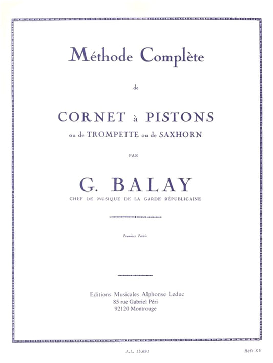 Balay: Trumpet Method & Exercises, Volume 1 (Leduc Edition)