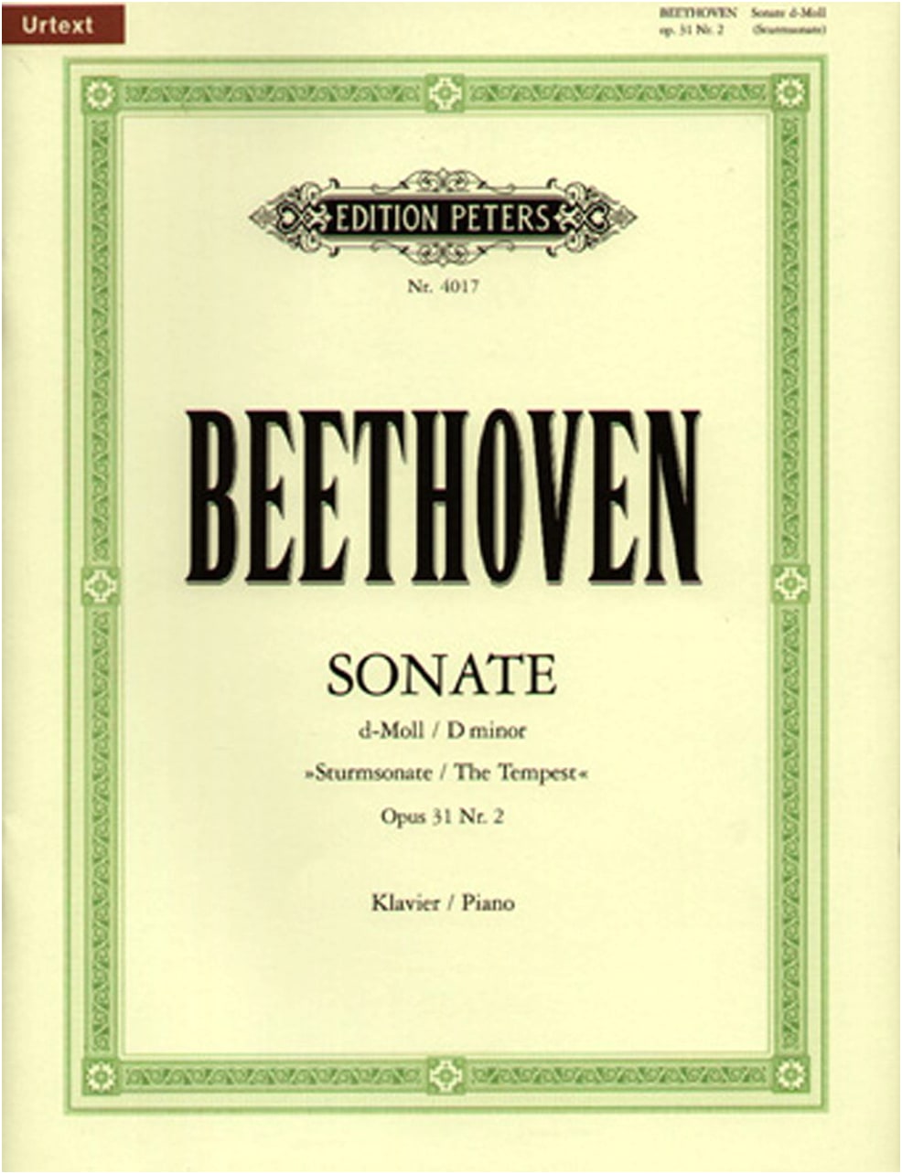 Beethoven: Piano Sonata No. 17 in D minor, Op. 31/2 "Tempest" - Urtext Edition (Fischer)