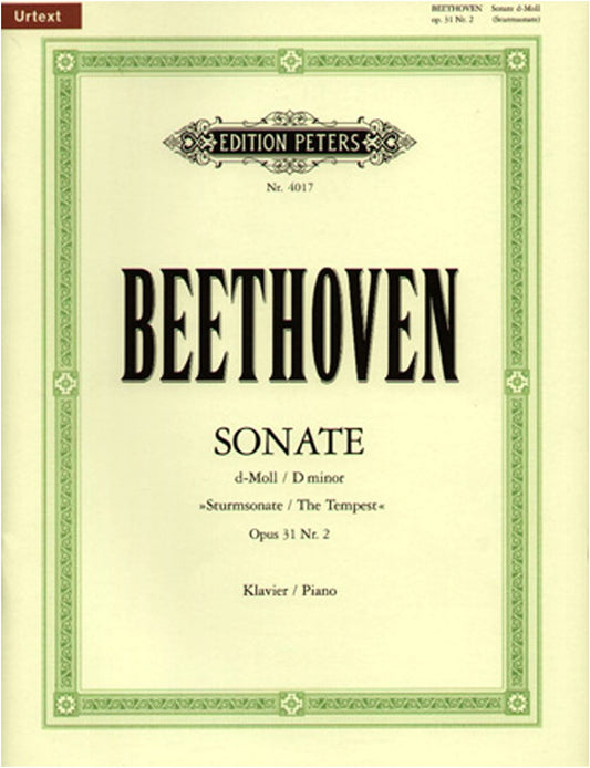 Beethoven: Piano Sonata No. 17 in D minor, Op. 31/2 "Tempest" - Urtext Edition (Fischer)