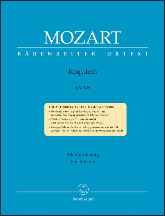 Mozart: Requiem in D Minor KV 626 (Vocal Score for Mixed Chorus, Urtext by Nowak)