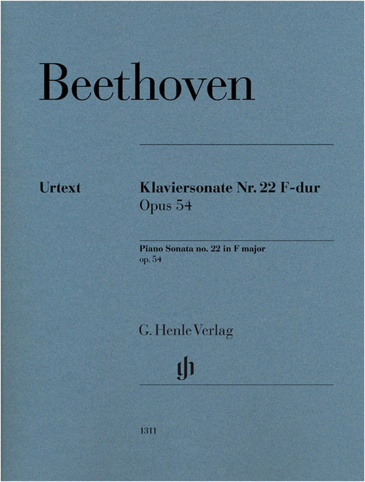 Beethoven Piano Sonata No. 22 F Major Op. 54 - Urtext Edition (Wallner/Hansen) Henle