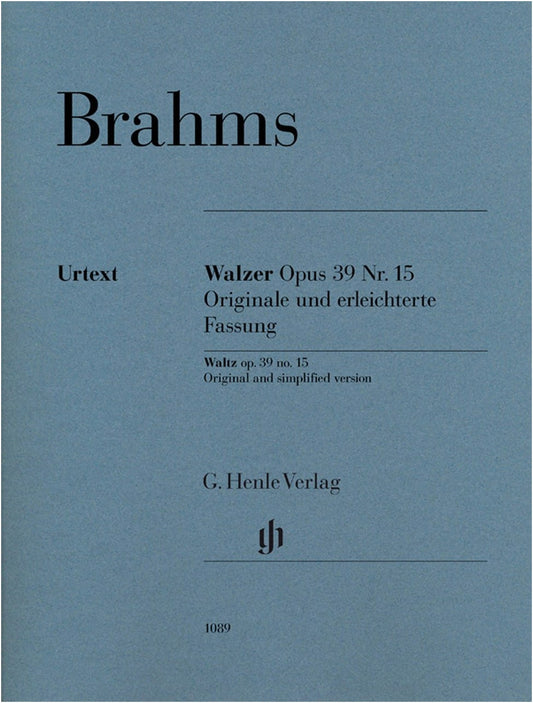 Brahms: Waltzes Op. 39/15 - Original & Composer's Simplified Versions (Urtext, Henle Piano Solo)