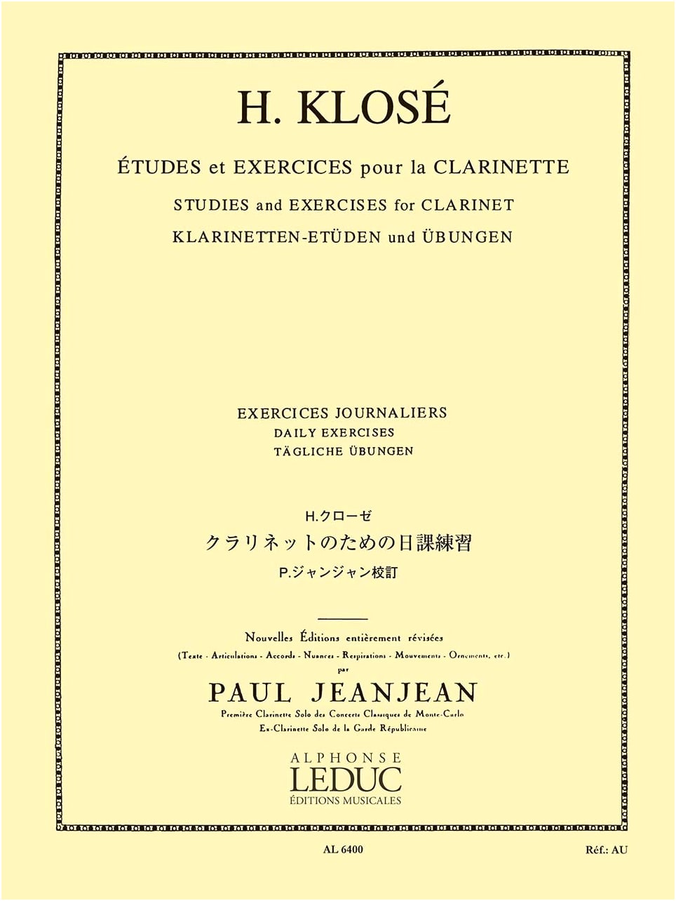Klose/Janjan: Daily Exercises for Clarinet - Leduc Company Licensed Edition