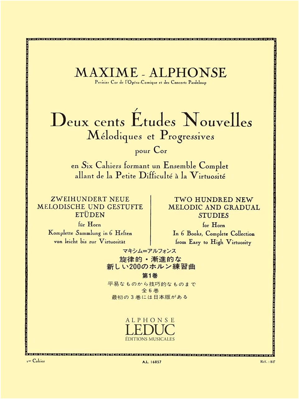 Alphonse: 200 Progressive Horn Etudes, Book 1 (Leduc Co. Licensed Edition)