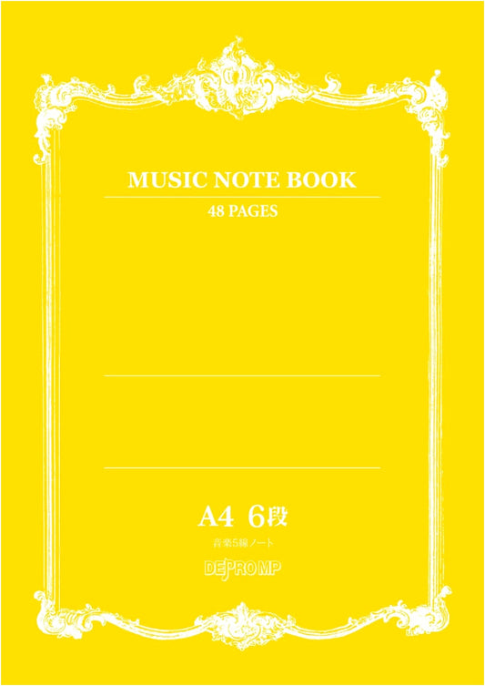 A4 Music Staff Notation Notebook: 6 Staves per Page