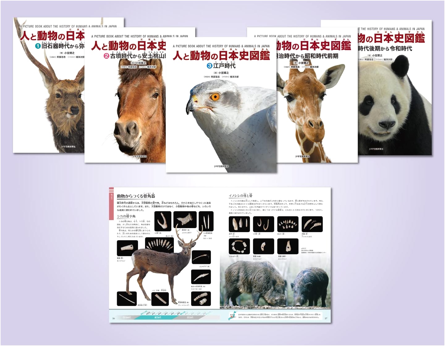 Illustrated History of People and Animals in Japan (Complete 5-Volume Set)