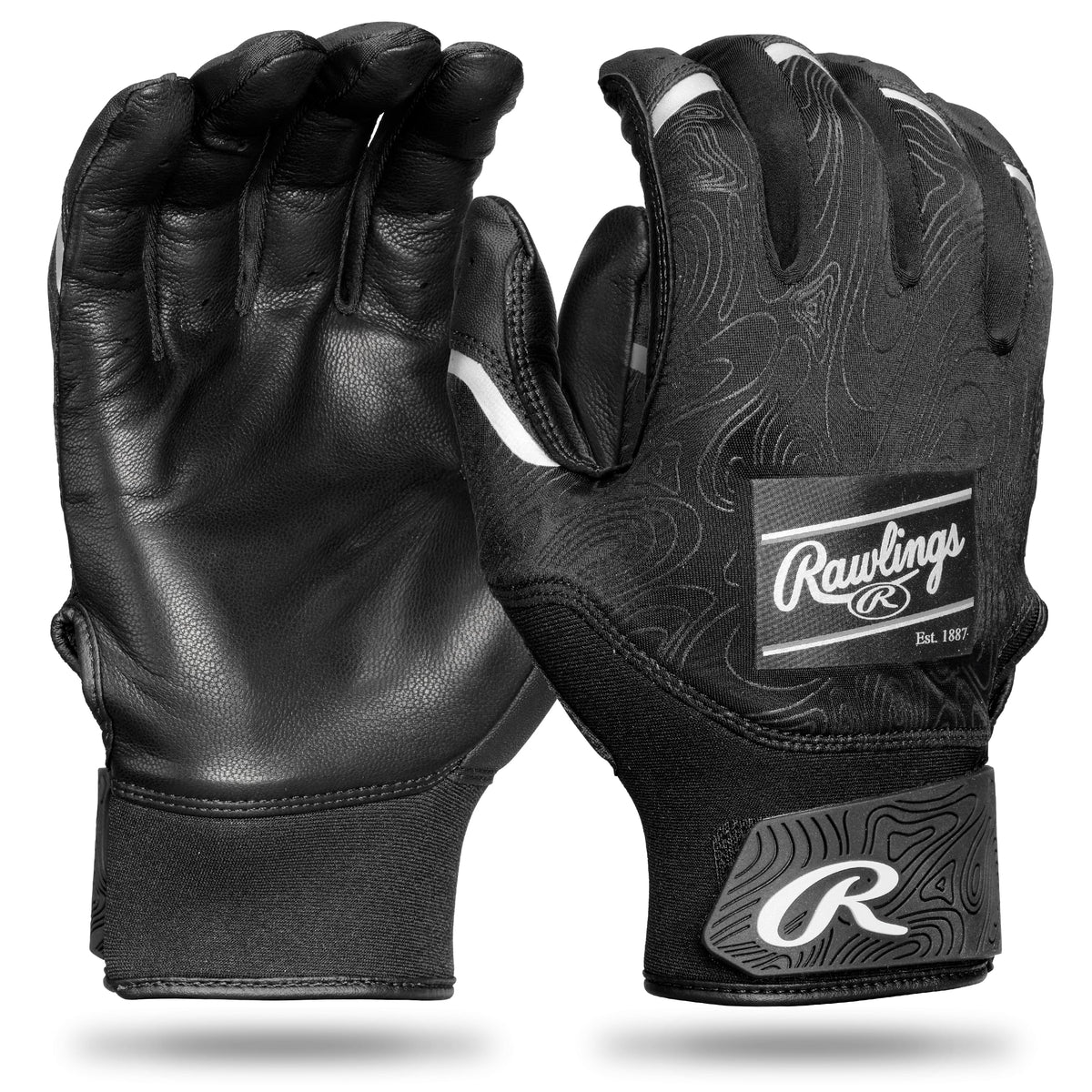 Rawlings | Adult Clout Baseball Batting Gloves | Black/Black | MED
