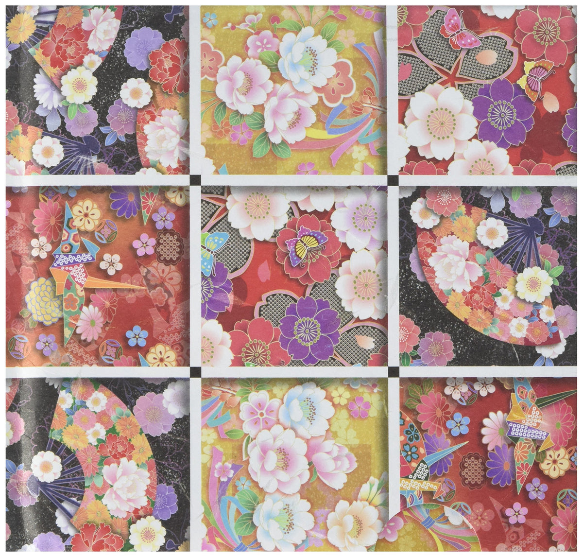 Toyo Origami Wafu Chiyogami, Kyou-Yuzen 15cm x 15cm, 4 Patterns x 7 Sheets (010602)